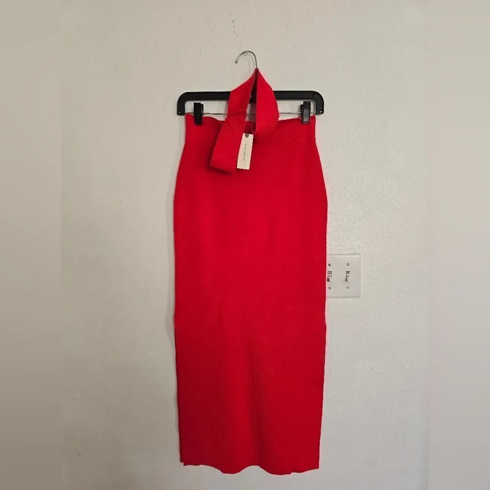 NWT Maeve By Anthropologie Knitted Red Skirt Size Small - Picture 2 of 13